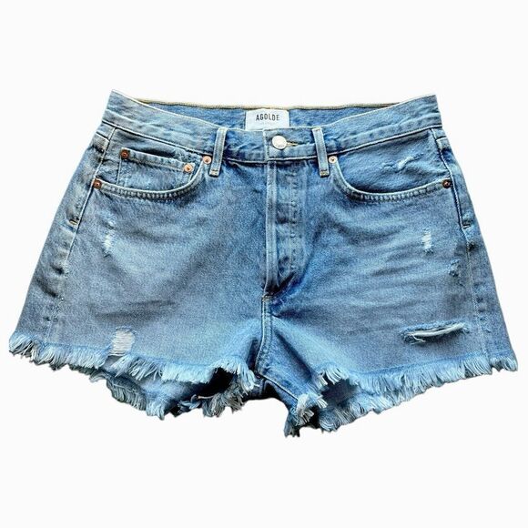 AGOLDE Parker Button Distressed shorts. - Picture 1 of 9